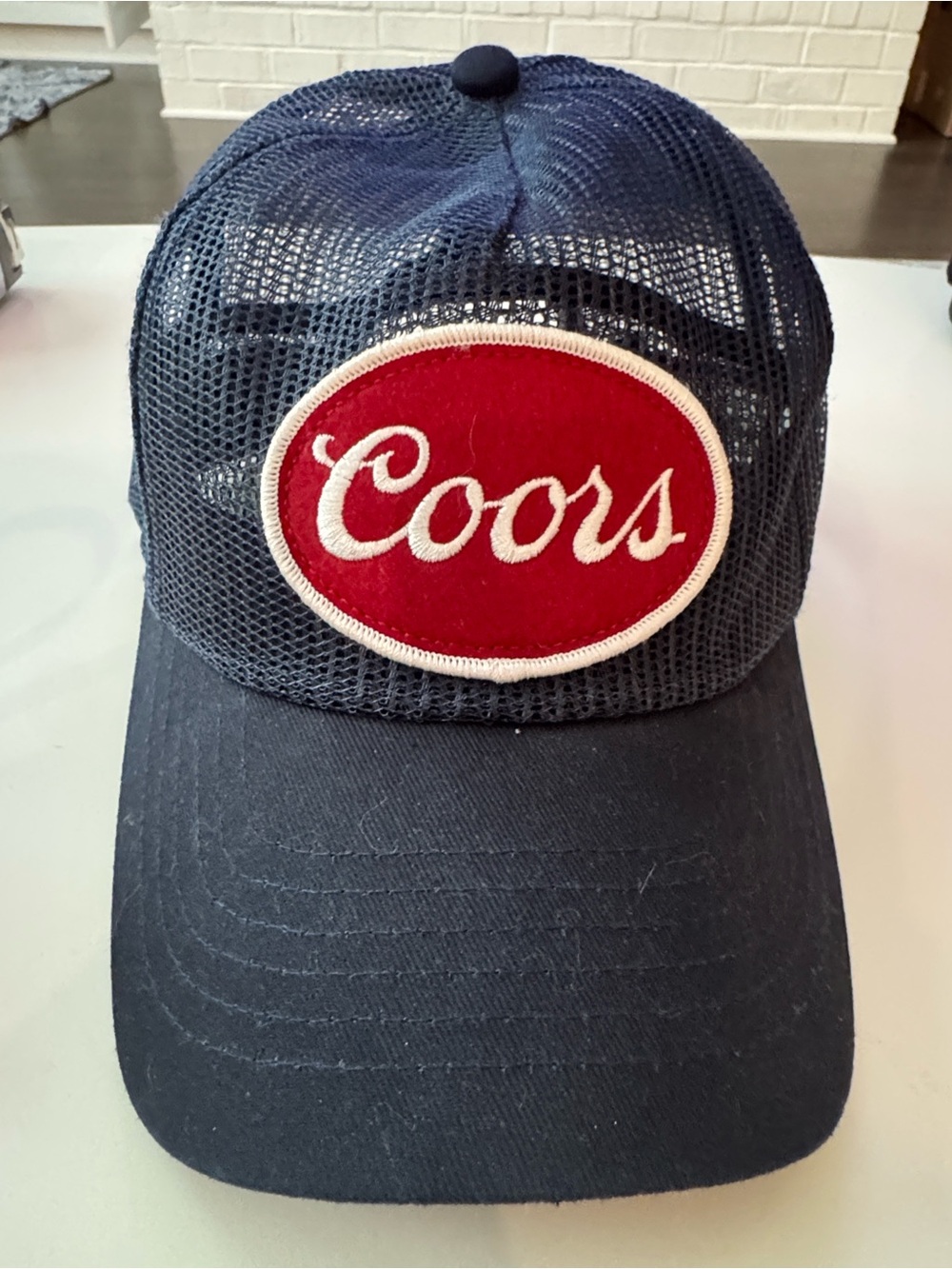 Coors Banquet Navy Mesh Trucker Hat with Red Logo Patch - Picture 7 of 7